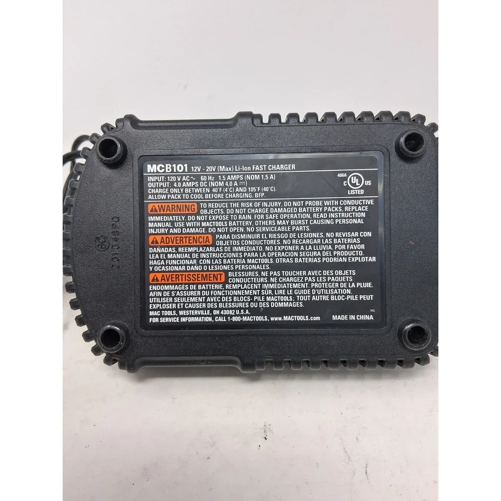 Mac Tools MCB101 Lithium Ion Battery Charger 12v/20v Untested. M